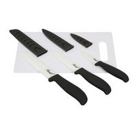 Rosewill RHKN-13002 5-Piece Ceramic Knife and Cutting Board Set - Black Handle