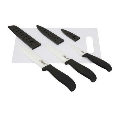 Rosewill RHKN-13002 5-Piece Ceramic Knife and Cutting Board Set - Black Handle
