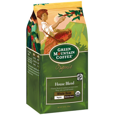 Green Mountain Coffee Roasters Whole Bean House Blend Regular Medium Roast Organic Coffee 10 Oz Stand Up Bag