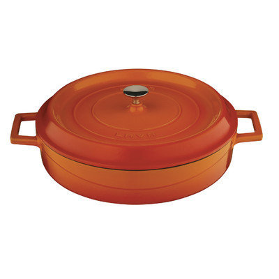 Lava Cookware Signature Enameled Cast-Iron Braiser Oven, 3.5-qt, Orange Spice