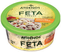 Athenos Feta Crumbled Roasted Bell Pepper & Garlic Cheese 6 Oz Plastic Tub