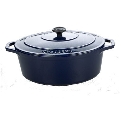 Chasseur 7.25-qt. Cast Iron Oval Casserole Color: Blue