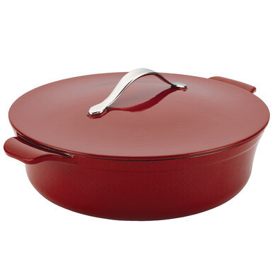 Meyer Corporation Us Anolon Vesta Paprika Red Cast Iron Round 5-quart Covered Braiser Cookware
