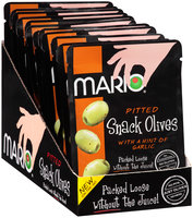 Mario® Pitted Green Snack Olives with a Hint of Garlic 1.05 oz. Pouch
