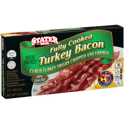 Stater Bros.® Fully Cooked Turkey Bacon 3 oz. Box