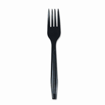 Boardwalk BWK YPH-FE Full Length Polystyrene Cutlery Fork Black - 1000-Carton