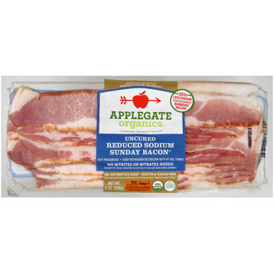 Applegate Organics® Uncured Reduced Sodium Sunday Bacon® 8 oz. Package