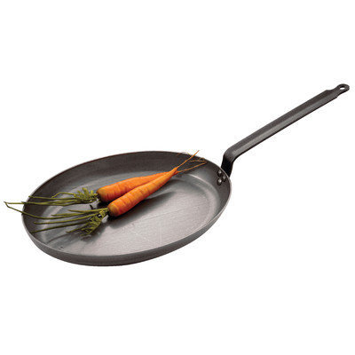 Paderno World Cuisine 41719 Steel Oval Frying Pan, Black, 10.25L x 14.1W x 2H in. - Black, 10.25L x 14.1W x 2H in. - 41719-36