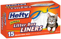 Hefty Jumbo Litter Box Liners Drawstring Bags 15 ct Box