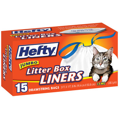 Hefty Jumbo Litter Box Liners Drawstring Bags 15 ct Box