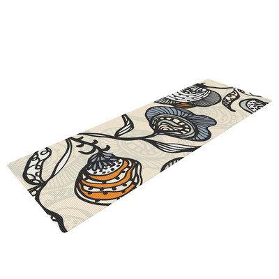 Kess Inhouse Future Nouveau by Gill Eggleston Floral Yoga Mat Color: Tan