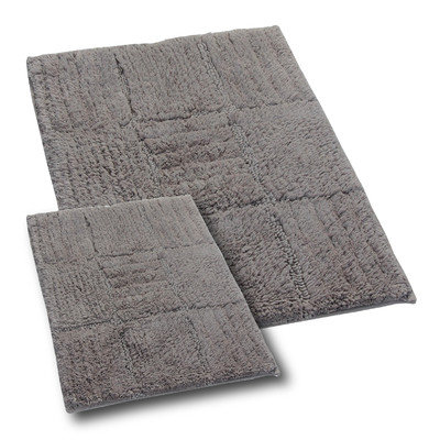Textile Decor Castle 2 Piece 100% Cotton Chakkar Board Spray Latex Bath Rug Set, 24 H X 17 W and 30 H X 20 W