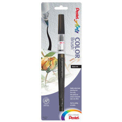 Pentel Color Brush Pen, Water-Based Black Ink - Water-Based Black