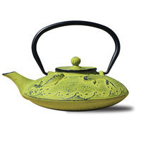 Old Dutch 0.78 Qt Cast Iron Ogon Koi Teapot and Infuser in Moss Green