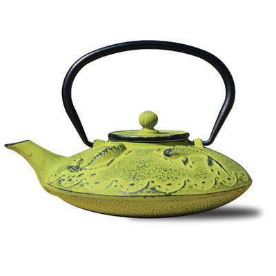 Old Dutch 0.78 Qt Cast Iron Ogon Koi Teapot and Infuser in Moss Green
