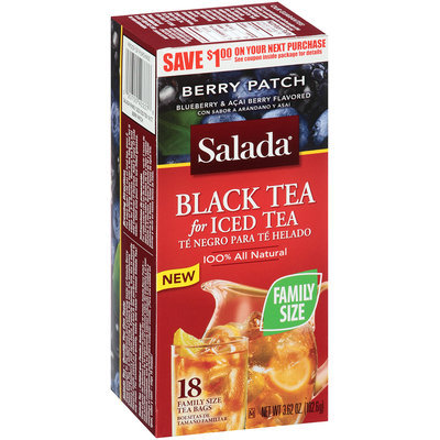 Salada® Tea Bags Black Tea for Iced Tea Berry Patch 18 ct 3.62 oz. Box