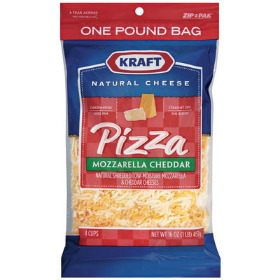 Kraft Natural Cheese Pizza Mozzarella Cheddar Shredded Cheese 16 Oz Peg