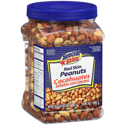 Special Value® Red Skin Peanuts 35 oz. Canister.