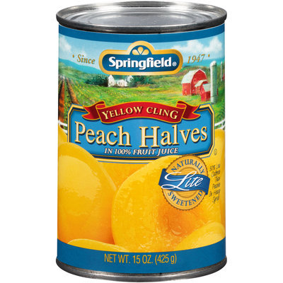 Springfield® Lite Yellow Cling Peach Halves in 100% Fruit Juice 15 oz. Can