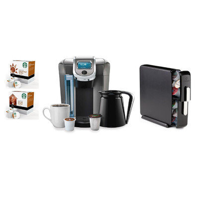 Keurig 2.0 K550 Brewing System with Countertop Storage Drawer, Starbucks Breakfast Blend K-Cups and Starbucks House Blend K-Cups