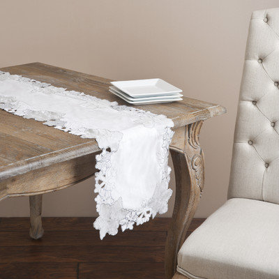 Saro Silver Snowflake Cutwork Holiday Table Runner