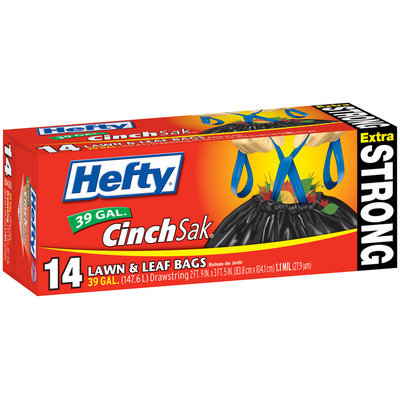 Hefty Extra Strong Lawn & Leaf Drawstring 39 Gallon Lawn & Leaf 14 CT BOX