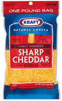 Kraft Natural Cheese Cheddar Sharp Finely Shredded Shredded Cheese 16 Oz Peg