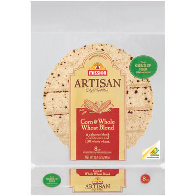 Mission Artisan Style Corn & Whole Wheat Blend 8 Ct Tortillas 10.4 Oz Bag