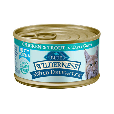 THE BLUE BUFFALO CO. BLUE™ Wilderness® Wild Delights™ Meaty Morsels Chicken & Trout Recipe For Adult Cats