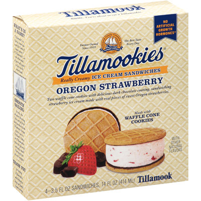 Tillamook® Tillamookies® Oregon Strawberry Really Creamy Ice Cream Sandwiches 4-3.5 fl. oz. Box