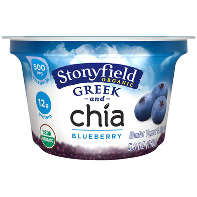 Stonyfield Organic™ Greek and Chia Blueberry Nonfat Yogurt 5.3 oz. Cup