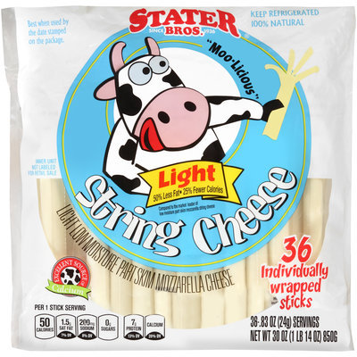 Stater Bros. Low Moisture Part Skim Mozzarella Light String Cheese 36 ct Bag