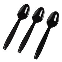 Fineline Settings, Inc Flairware Heavy Duty Bagged Disposable Plastic Spoon (1200/Case), Black