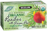 Bigelow Red Rooibos W/Asian Pear All Natural Organic Caffeine Free Tea Bags 20 Ct Box