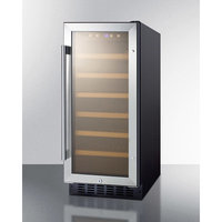 Summit Appliance Wine Refrigerators 15 in. 33-Bottle Built-In Wine Cooler Black SWC1535B