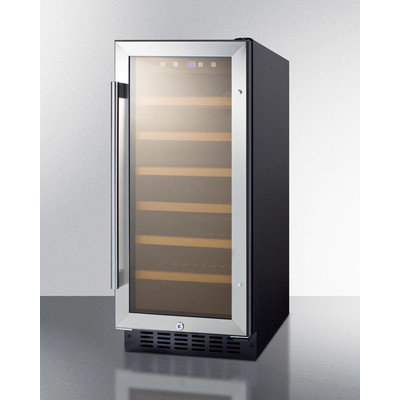 Summit Appliance Wine Refrigerators 15 in. 33-Bottle Built-In Wine Cooler Black SWC1535B