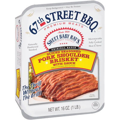 67th Street BBQ™ Sliced Seasoned Pork Shoulder Brisket with Sauce 16 oz. Tray