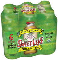 SWEET LEAF USDA-CERTIFIED ORGANIC ICED TEA, Mint and Honey Green Tea 16-ounce glass bottles (Pack of 6)