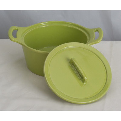 Omniware Stoneware Round Casserole Color: Yellow, Size: Small