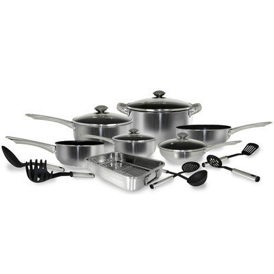 Cook Pro 534 18 PC Belly Stainless Cookware Set with NonStick Coating