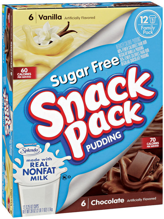SNACK PACK Sugar Free Vanilla & Chocolate 12 Ct Pudding 39 OZ BOX