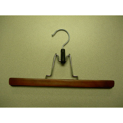 Proman GNS8812 Flat Skirt Hanger with no Felt- Walnut-Chrome