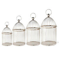 K And K Interiors 4 Piece Metal Birdcages with Handle
