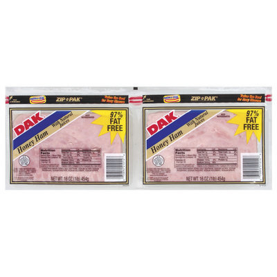 Dak W/Natural Juices 16 Oz Ham Honey Sliced 97% Fat Free 2 Pk Zip Pak