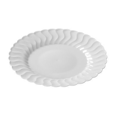 Fineline Settings, Inc Flairware Round Rippled Disposable Plastic Dinner Plate (180/Case), White