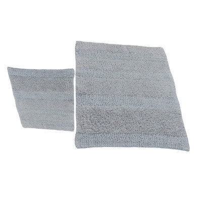 Textile Decor Castle 2 Piece 100% Cotton Wide Cut Reversible Bath Rug Set, 24 H X 17 W and 34 H X 21 W, Silver