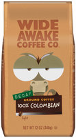 Wide Awake Coffee Company Decaf 100% Colombian Light Ground Coffee 12 Oz Stand Up Bag