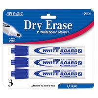 BAZIC Blue Chisel Tip Dry-Erase Markers (3/Pack)(Case of 144)