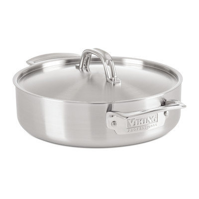 Viking Professional 5-Ply Stainless Steel Round Casserole Pan Size: 6.4 Quarts
