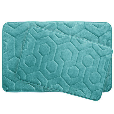 Bath Studio Hexagon 2 Piece Plush Memory Foam Bath Mat Set, Espresso